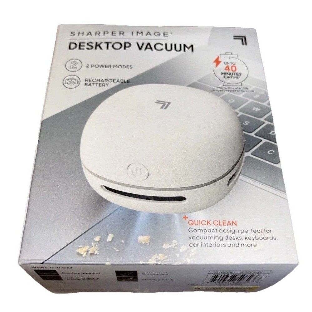 Sharper Image Desktop Vacuum Cordless Rechargeable 40 Min White w/ Tools